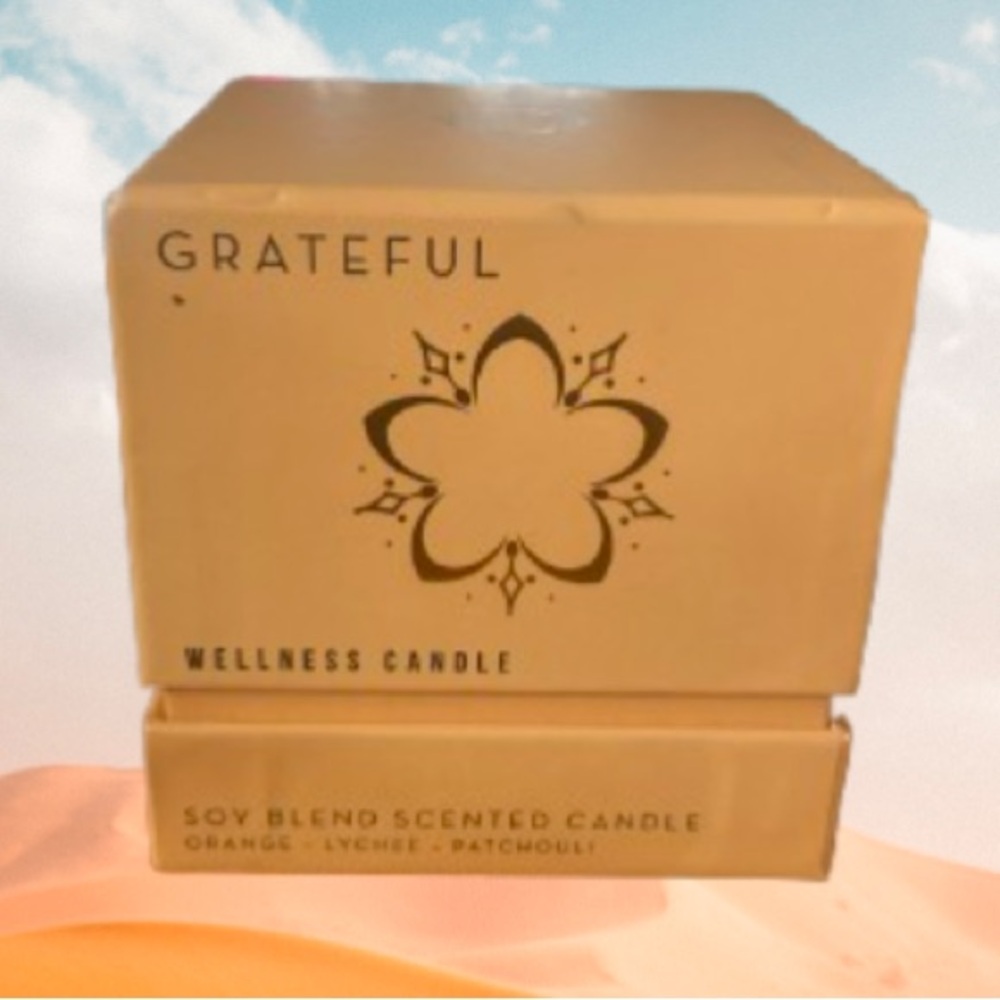 Wellness Candle Grateful Soy Blend Scented Candle Orange Lychee Patchouli - Picture 4 of 11